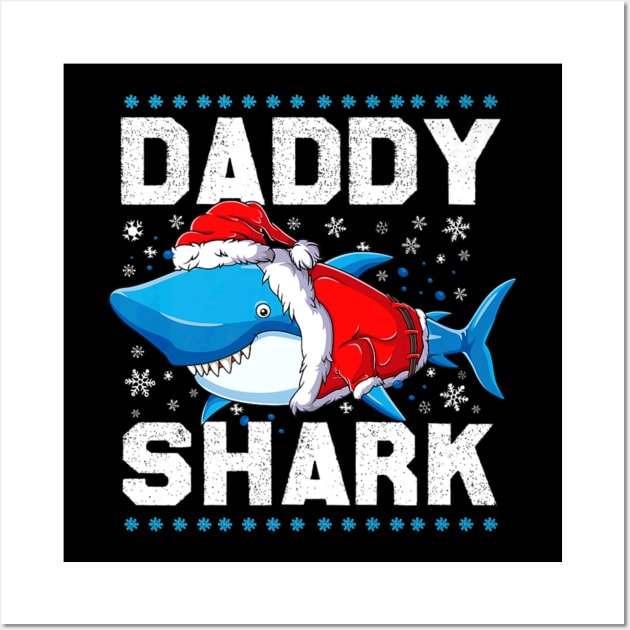 Daddy Shark Santa Fathers Day Wall Art by Typewriter Lovecraft